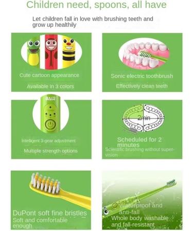 BAIR K3 Children's Electric Toothbrush - Sonic Vibration Waterproof Design & Pressure Sensing - Ideal for Kids (Ages 3-10 - Buy Online on GoSupps.com
