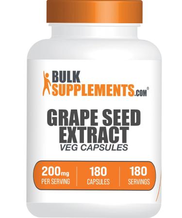 BULKSUPPLEMENTS.COM Grape Seed Extract Capsules - Herbal Supplements Antioxidants Supplement - 1 Grapeseed Capsule (200mg) per Serving Vegan & Gluten Free (180 Veg Capsules)