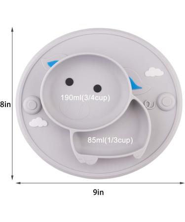 Baby Silicone Plate - Toddler Suction Mini Plate Placemat for Self Feeding - BPA Free - Gray - Buy Online on GoSupps.com