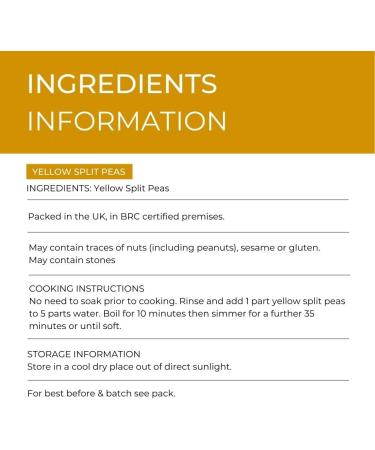 Hides Fine Foods Yellow Split Peas 1kg - GMO Free | Vegetarian | Cooking, Soups, Dips & Digestive Health - Buy Online on GoSupps.com