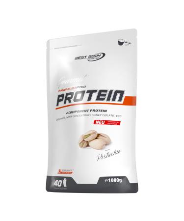 Best Body Nutrition Gourmet Premium Pro Protein Pistachio 4 components protein shake: caseinate whey concentrate whey isolate egg protein 1 kg zip bag pistachio 1 kg (1 Pack)