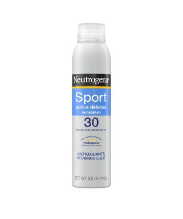 Neutrogena Sport Active Defense SPF 30 Sunscreen Spray Sweat & Water Resistant Spray Sunscreen with Broad Spectrum UVA/UVB Sun Protection for Sunburn Prevention Oxybenzone-Free 5.0 oz