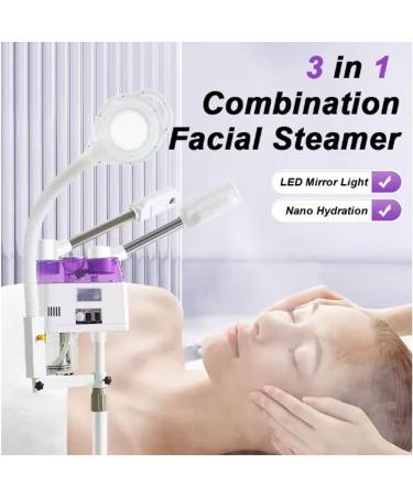 RNQZ Steamer Professional 3 in 1 Face Steamer with 5X Magnifying Lamp Hot/Cold Mist Function Upgraded Esthetician Steamer Kit for Home Spa Beauty - Buy Online on GoSupps.com