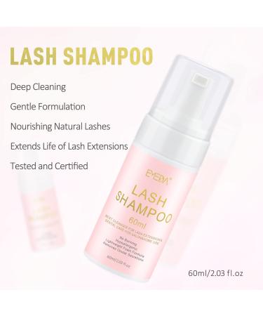 EMEDA Lash Shampoo 60ml - Oil-Free Foam Cleanser for Eyelash Extensions | Eyelash Extension Cleanser Kit with Brush for Home & Salon Use - Buy Online on GoSupps.com