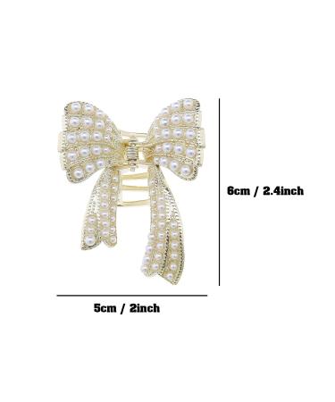 2PCS Delicate Pearl Bow Hair Claw Clips - Metal Hair Accessories for Girls and Women | DIY Headwear Accessory - Buy Online on GoSupps.com