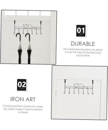 STOBAZA Wrought Iron Door Hook Bathroom Door Towel Rack Hat Storage Rack Door Back Clothing Organizer Metal 41.5X23X5CM Black - Buy Online on GoSupps.com