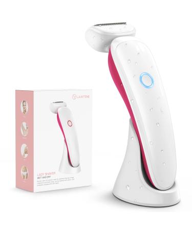 Electric Razor for Women, Laintene Painless Wet & Dry Ladies Shaver with LED Light, Waterproof Bikini Trimmer Body Hair Removal for Legs, Underarms, Arm (Rose)
