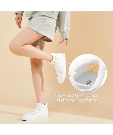Povoger High Top Sneakers for Women - Fashionable White Canvas Shoes for Casual Walking - Buy Online on GoSupps.com