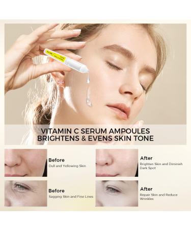 Vitamin C Serum for Face - 15 Pcs/Box | Brightening & Hydrating with Hyaluronic Acid & Aloe Vera - Reduces Dull Skin & Fine Lines - Buy Online on GoSupps.com