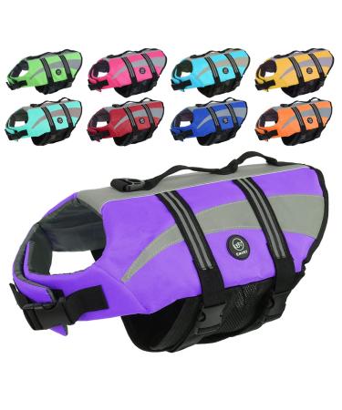 EMUST Life Vests for Dogs Lightweight Small/Medium/Large Dog Life Preserver XL Dog Life Jacket for Swimming/Boat/Water Life Jacket for Large Dogs Purple XL X-Large Purple