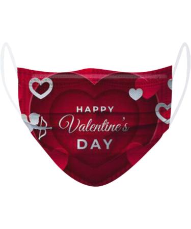 20PCS Cute Heart Print Disposable_Face_Masks for Adults Couple with Breathable 3 Layer Face Protection with Adjustable Ear Loops & Nose Wire for Valentine's Day - Buy Online on GoSupps.com