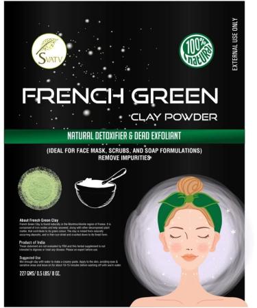 SVATV Herbal French Green & Rose Clay Powder - Hydrating Face Mask for Men & Women 8oz - Buy Online on GoSupps.com