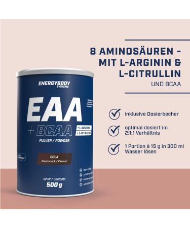 Buy Energybody EAA Powder with BCAA 500G - Vegan Sugar-Free All 8 Essential Amino Acids L-Arginine & L-Citrulline - International Shipping Available - Buy Online on GoSupps.com
