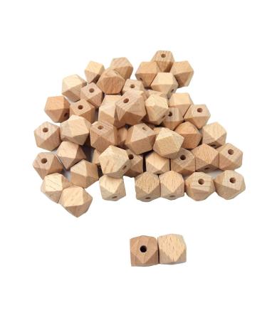 Natural Wood Geometric Hexagon Beads 10mm Polygon Ball Wooden Loose Spacer Beads for Crafts DIY Jewelry Making (10mm-100pcs)