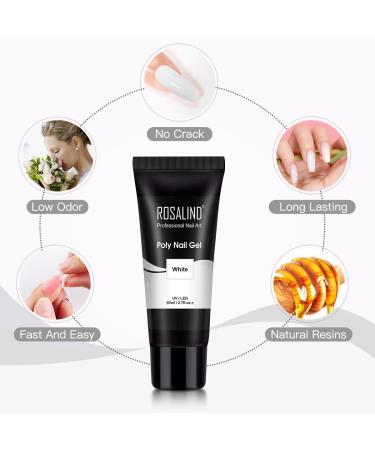 ROSALIND White Poly Extension Gel 80ml | Easy DIY Nail Builder Gel for Thickening and Decoration | UV Lamp Required - Buy Online on GoSupps.com