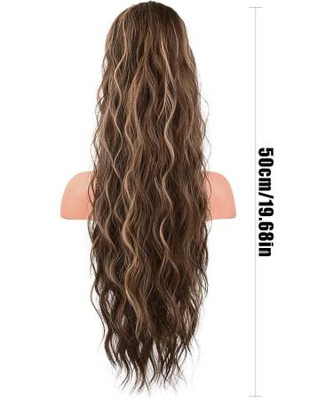 19.68 Inch Ponytail Extension Human Hair Ponytail Wave Drawstring Pony Hair Extension Synthetic Pony Tail Hair Pieces for Women Long Wavy Soft Natural Pony Tails Extensions Brown - Buy Online on GoSupps.com