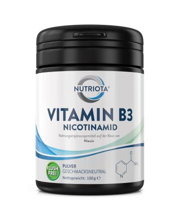 Vitamin B3 (Nicotinamide) powder - 500 mg per portion - high -doses Niacin powder without flush -up effect (flush free) - vegan nicotic acida vitamin B3 - contains 100g vitamin B3 powder - Buy Online on GoSupps.com