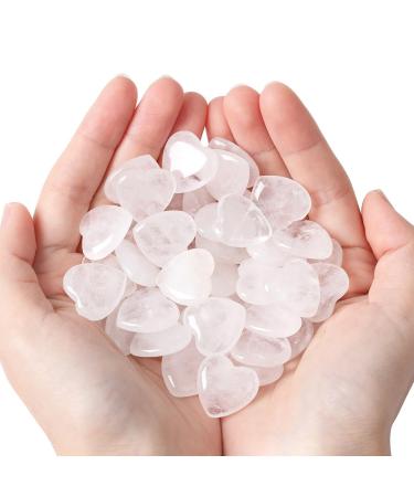 XIANNVXI 15 Pcs Clear Quartz Crystal Heart Stones Love Puff Palm Pocket Stones Natural Reiki Healing Gemstones Heart Crystals Set White - Clear Quartz