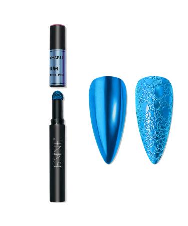 Chrome Air Cushion Azure Blue Nail Powder Pen, Multi-Chrome Nail Art DIY Sponge Stick, Holographic Nails Powder MCB11