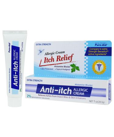 Pure-Aid Anti-Itch Allergic Cream - 1oz (2 Pack) | Soothes Skin Irritation & Allergies - Buy Online on GoSupps.com