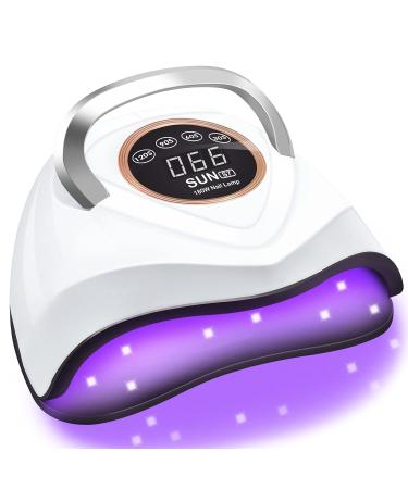 180W UV LED Nail Lamp for Gel Polish Fast Nail Dryer with 48 Lamp Beads 4 Timers UV Nail Light Portable Handle Curing Lamps for Fingernail & Toenail (White)