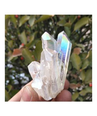 Crystal Natural White Angel Aura Crystal Cluster Electroplating Titanium Coating Quartz Cluster Stone Home Collections
