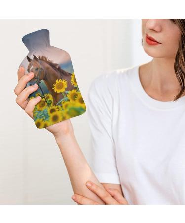 Buy Sunflower Horse Hot Water Bottle with Plush Cover | Hand Warmer for Adults & Kids - 26.5x15.3cm | International Shipping Available - Buy Online on GoSupps.com