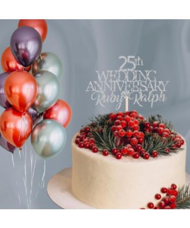 25th Silver Custom Wedding Anniversary with Both Names. Any years any Names Personalised Cake Topper Glitter Card 40th Wedding Anniversary Ruby wedding Anniversary (GLITTER SILVER) - Buy Online on GoSupps.com