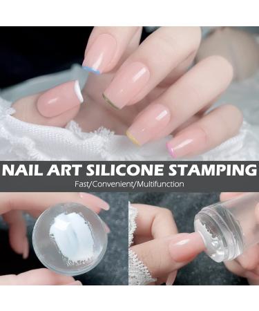 12 Pcs Nail Stamper Kit with Clear Jelly Silicone Stamping - DIY Manicure Nail Art Tools - Buy Online on GoSupps.com