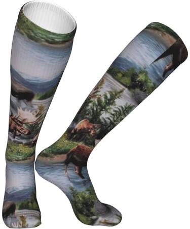 Buy Bull Moose Scenic Wildlife Compression Socks for Men & Women | 15-20 mmHg Support for Running & Cycling - Buy Online on GoSupps.com
