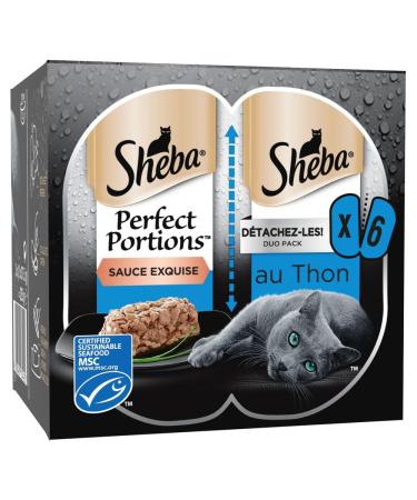 Sheba Ideal Portions Containers Wet Food for Adult Cats Exquisite Tuna Sauce - 3 x (2x37.5 g) 225 g - Pack of 8