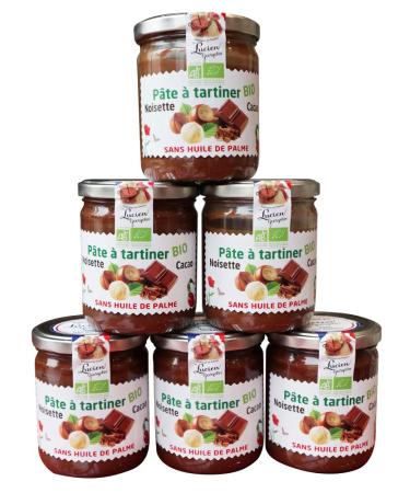 LUCIEN GEORGELIN Pack of 6 Organic Hazelnut and Cocoa Spreads - 400g LUCIEN GEORGELIN