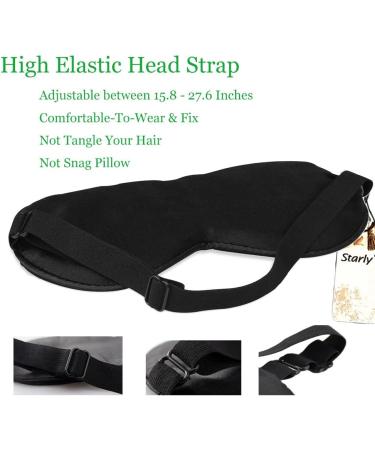 Starly 100% Silk Sleep Mask - Adjustable Strap Blindfold for Women/Men/Kids - Soft Light Blocking Blinders - Black - Buy Online on GoSupps.com