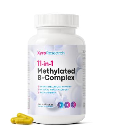 Methylated B-Complex Vitamins - Complete Bioactive Methyl B-Vitamins B12 B6 B9 5-MTHF for Energy Heart Brain & Methylation - Women Men Bio Active Nutrients MTHFR Multivitamins Support 180 Count (Pack of 1)