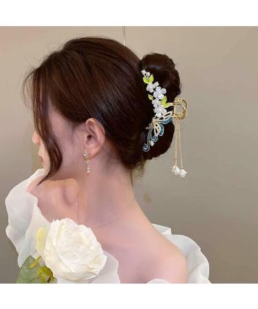 Souarts Large Gold Flowers Hair Clip - Non-Slip Metal Hair Claws for Women & Girls - Stylish Hair Accessories - Buy Online on GoSupps.com