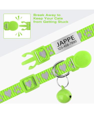 Tagme Reflective Cat Collar 2-Pack | Custom Name & Address Shield for Cats & Puppies | Safety Lock & Bell | Green 18-28 cm - Buy Online on GoSupps.com