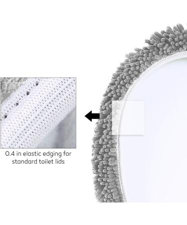LuxUrux Toilet Lid Cover - Extra-Soft Plush Seat Washable Shaggy Microfiber Standard Lid Cover for Bathroom - Light Grey (18 x 18'') - Buy Online on GoSupps.com
