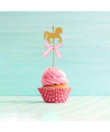 TOYANDONA Lovely Carousel Horse Cupcake Toppers Cake Picks for Kids Birthday Wedding Baby Shower Party Cake Decoration 20 Pieces - Buy Online on GoSupps.com