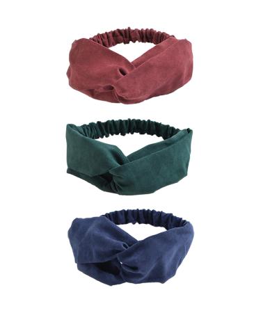15PCS Solid Color Women Twisted Headbands - Vintage Suede Criss Cross Elastic Hair Bands for Girls & Women - Buy Online on GoSupps.com