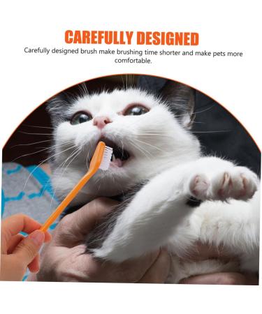 CIYODO Pet Toothpaste 8pcs Double Head Dog Toothbrush Dog Paw Print Large Pet Toothbrush - Buy Online on GoSupps.com