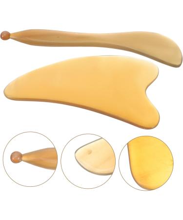 FOMIYES 2pcs Scraping Board Set Point Scalp Resin Relief Physical Massager Ox Acupuncture Horn Scraping Plate Facial Tool Face Skin Care Scraping Rod Manual Pen Soft Horns Shaving Board - Buy Online on GoSupps.com
