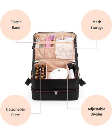 Ethereal Large Nail Polish Organizer Bag - Holds 40-50 Bottles, Nail Lamp, and Accessories - Black Nail Storage for Nail Techs - Buy Online on GoSupps.com