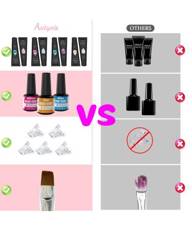 Autynie Poly Gel Nail Kit - 8 Colors All-in-One Extension Builder Gel Set with Rhinestone Glitter French, Professional DIY Nail Art Tools for Salon Quality at Home - Buy Online on GoSupps.com