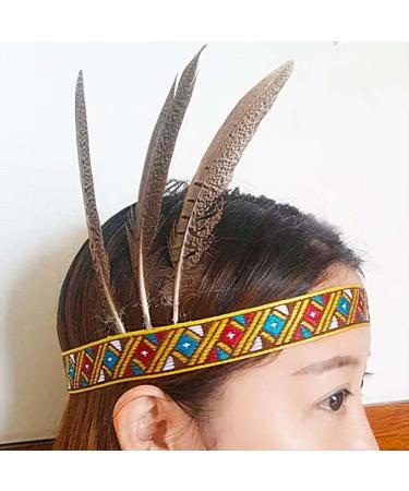 Indian Headband Headdress Feather Headband Native American Feather Headband Hair Band Headwear Headpiece Fashion Elegant Flapper Headband- Hair Decoration for Women Girls - Buy Online on GoSupps.com