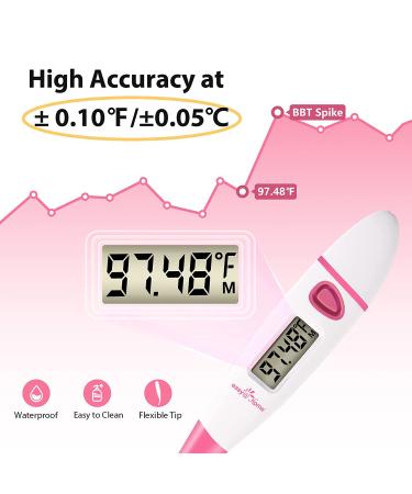 EasyHome Basal Body Thermometer for Fertility Prediction - Accurate Digital BBT with Memory Recall and Premom App Integration (Pink) - Buy Online on GoSupps.com