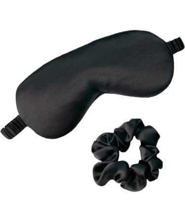 HSN 100% Mulberry Silk Eye Mask for Sleep with Mulberry Silk Scrunchie Eye Mask Natural Silk Eye Mask Smooth & Comfortable Eye mask Birthday Gift Luxury Gift Box Set (Black) - Buy Online on GoSupps.com