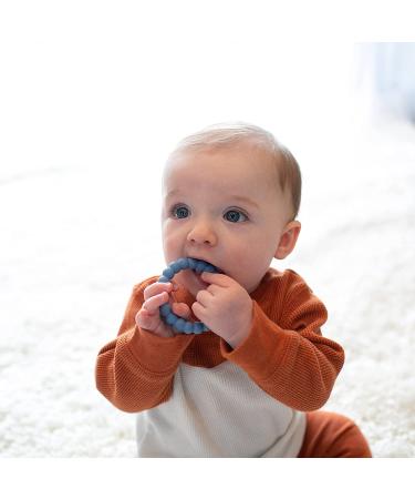 Dr. Brown's Flexees Beaded Teether Rings and Bunny Teether 4-Pack - Blue, Light Blue, Black | 100% Silicone, BPA Free, Easy to Hold | Encourages Self-Soothe | Ages 3m - Buy Online on GoSupps.com