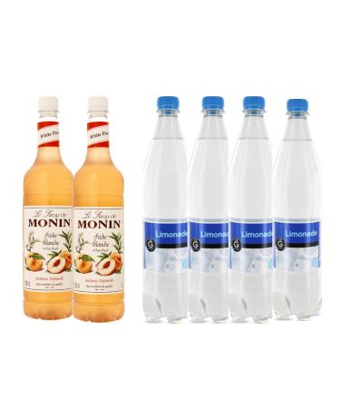 Wine And More Syrup & lemonade lot: Syrup Monin - Peach (2x1L) Gilbert Lemonade (4x1L)