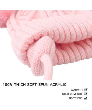 XIAOHAWANG Kids Winter Knitted Beanie Hat with Pompom - Pink - 2-6 Years - Buy Online on GoSupps.com