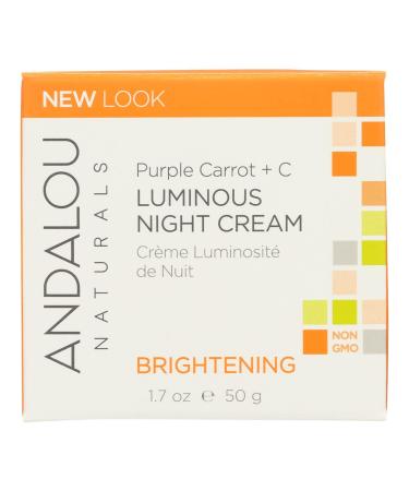 Andalou Naturals Luminous Night Cream Purple Carrot + C Brightening 1.7 fl oz (50 ml)
